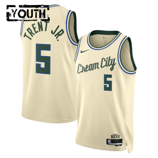 Milwaukee Bucks Trikot Gary Trent JR Nike 2025-26 City Edition Weiß Swingman - Kinder